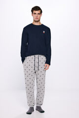 Springfield Pijama largo camiseta waffle oso panda azul