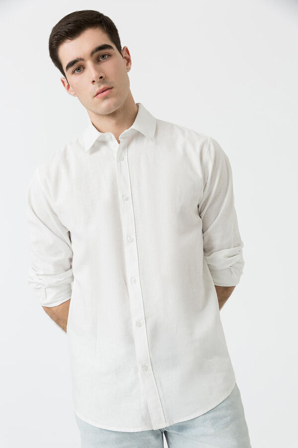 Tiffosi Camisa de lino blanco