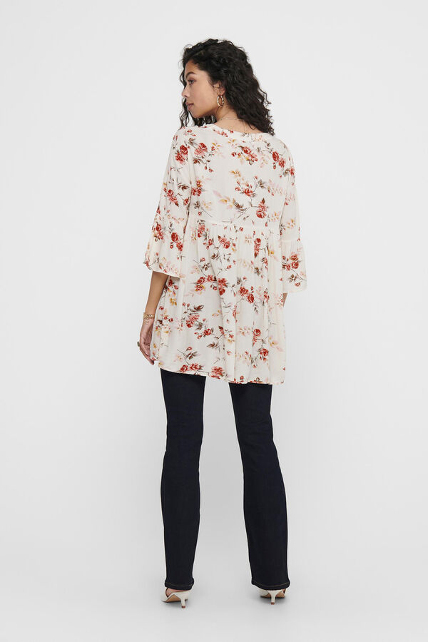 Only Vestido fluido manga média branco