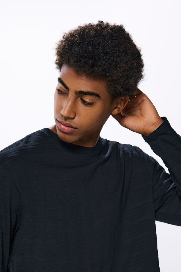 Springfield Camiseta piqu&eacute; manga larga rayas negro