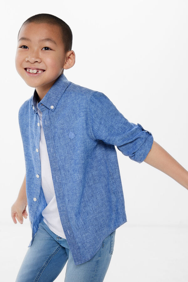 Springfield Kids Camisa lino ni&ntilde;o azul
