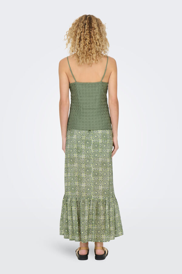 Only Top tirantes de encaje verde