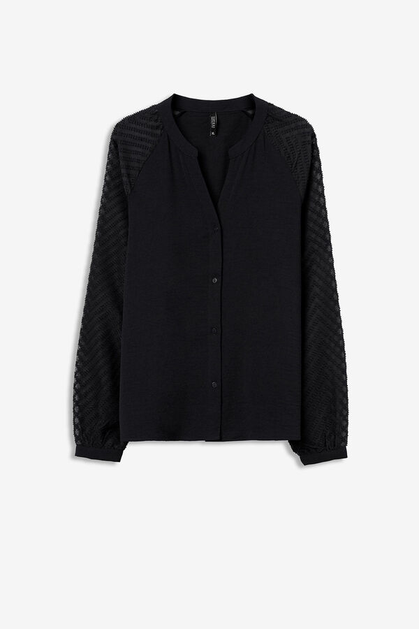 Tiffosi Blusa Plumeti Efeito Enrugado preto