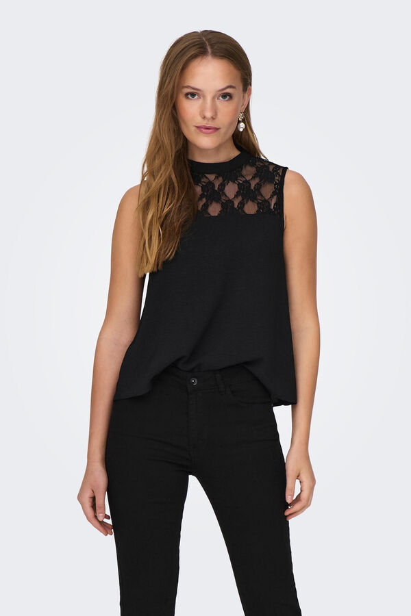 JDY Top sin mangas encaje negro