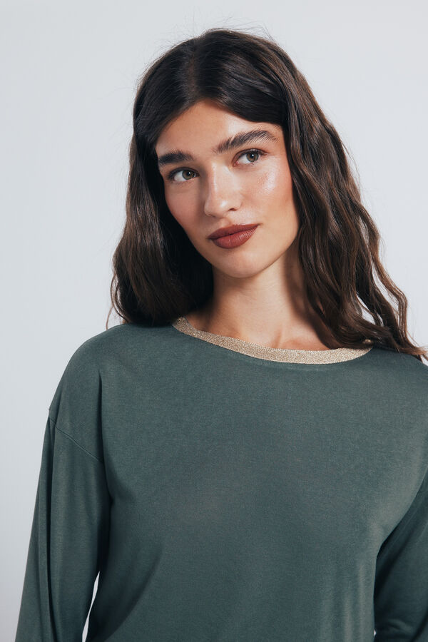 Springfield Camiseta cuello lurex kaki