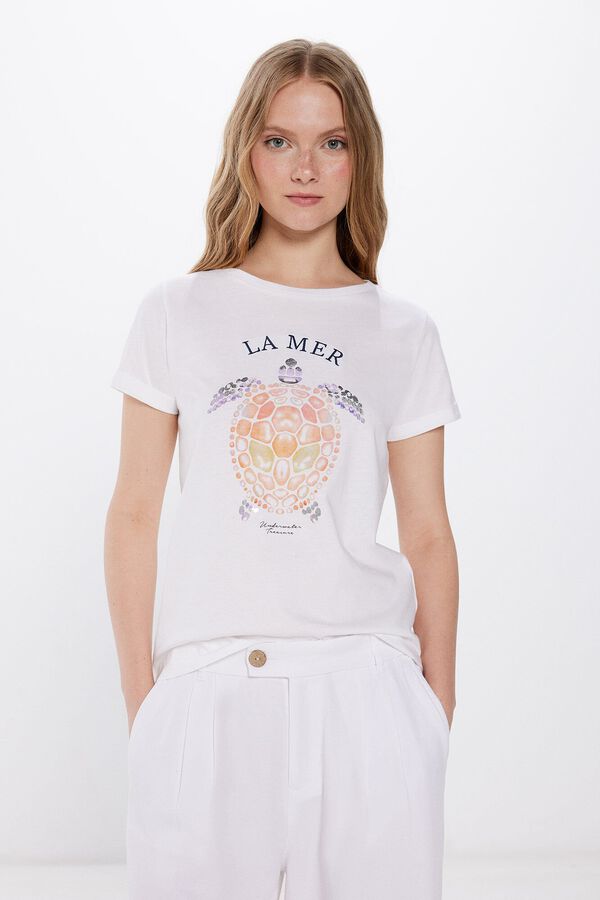 Springfield Camiseta Gr&aacute;fica Marina beige