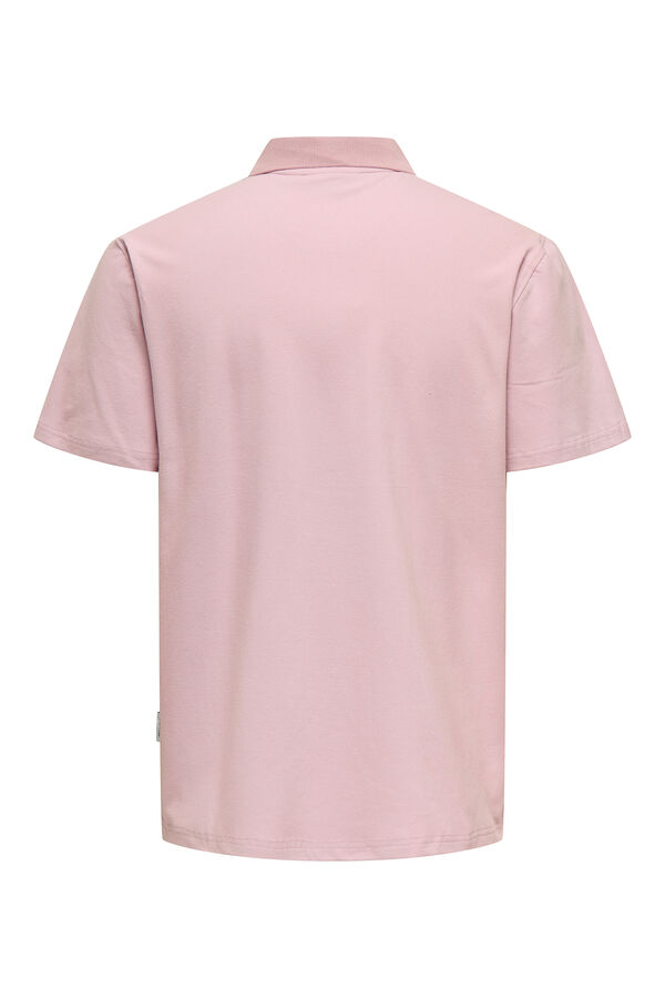 Only & Sons Herren- Poloshirt mit regular fit Passform. rosa