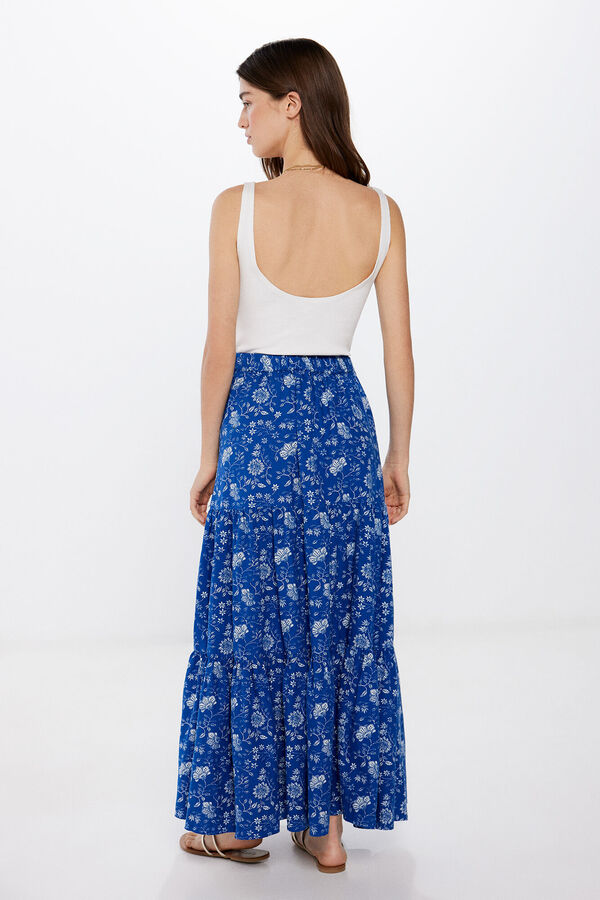 Springfield Falda Midi Paneles Lino azul