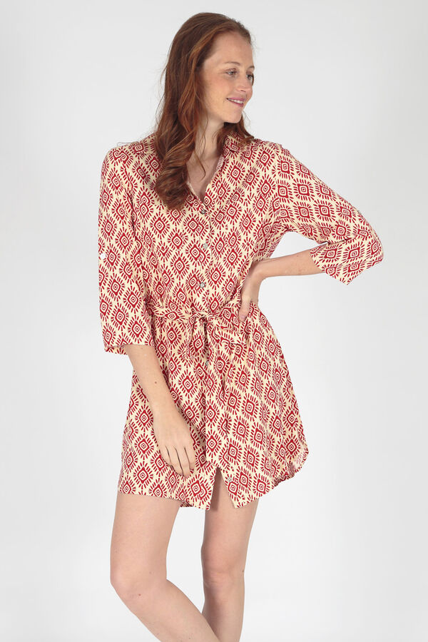 Brave Soul Vestido camiseiro estampado vermelho