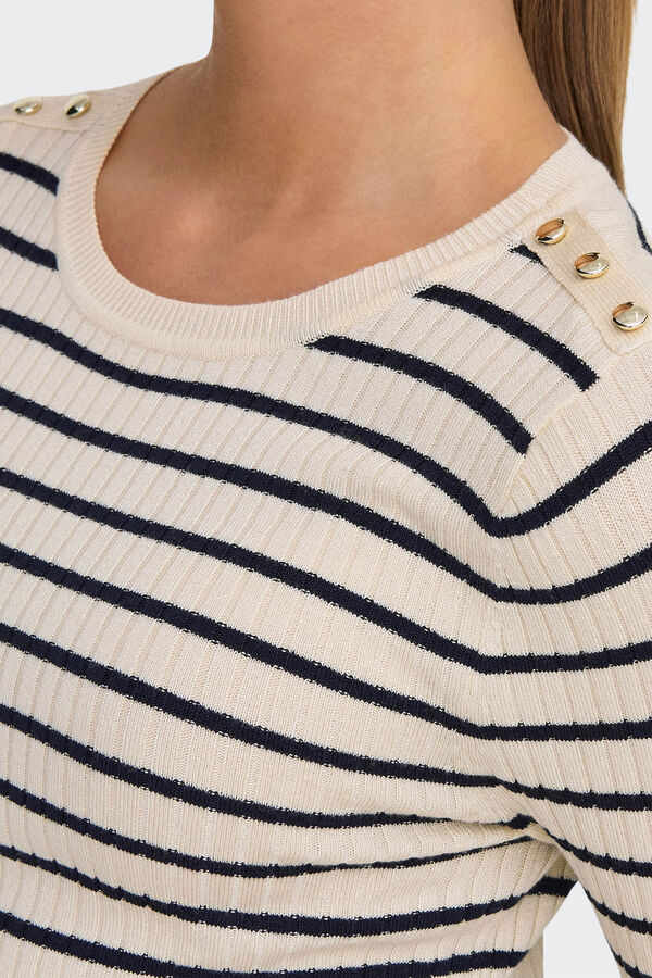 Only Su&eacute;ter manga comprida de gola redonda e manga comprida cinzento