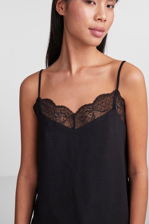 Pieces Blusa de al&ccedil;as estilo lingerie preto