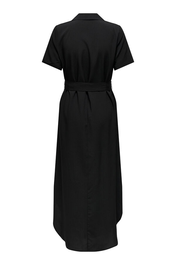 Only Vestido camiseiro comprido preto