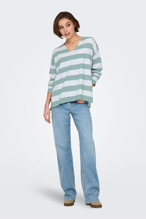 Only Camisola às riscas estampado