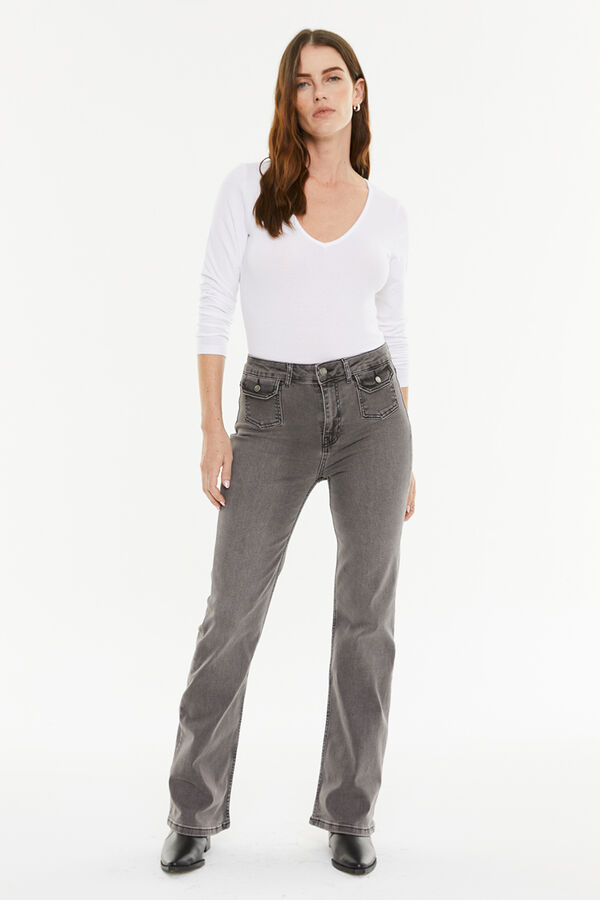 System Action Pantal&oacute;n denim bolsillos plastr&oacute;n negro