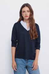 Springfield Camiseta cuello combinado azul