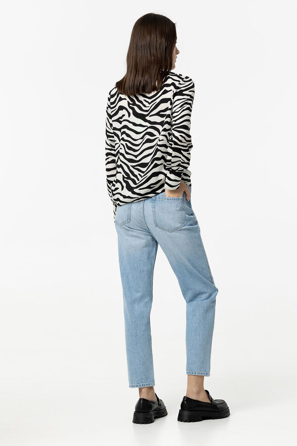 Tiffosi Jeans Mom Tapered Fit com Rasg&otilde;es azul