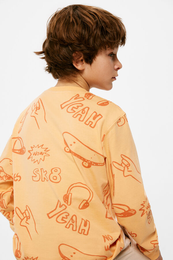 Springfield Kids Camiseta gruesa estampados skate ni&ntilde;o naranja