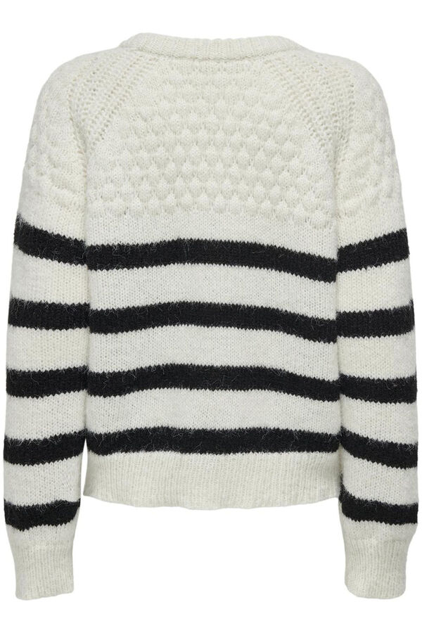 Only Camisola &agrave;s riscas branco