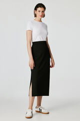 Pieces Falda midi con cintura el&aacute;stica negro