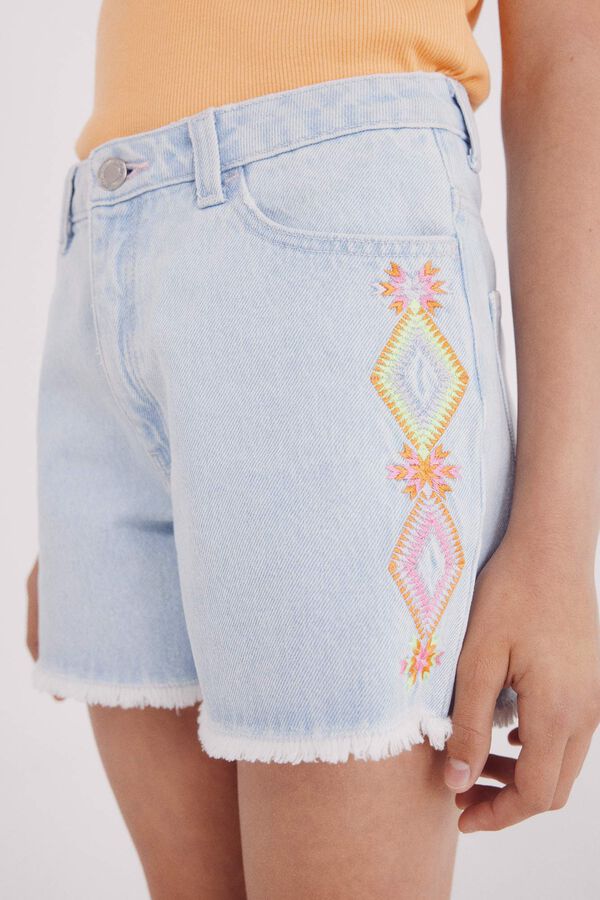 Springfield Kids Short bordados ikat para niña azul