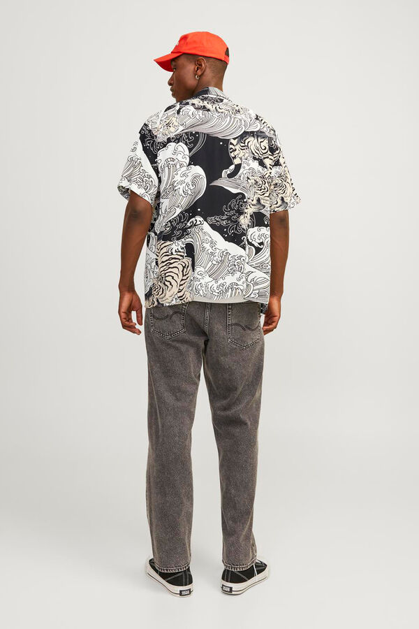 Jack & Jones Camisa manga corta estampado japon&eacute;s gris