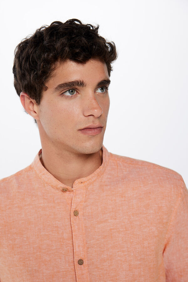 Springfield Camisa mao lino naranja