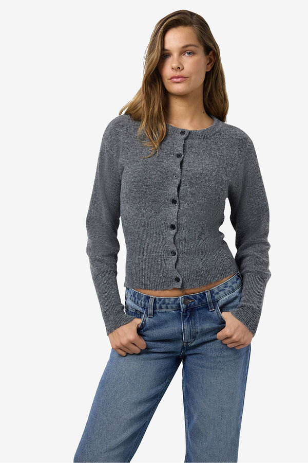 Noisy May C&aacute;rdigan abullonado gris