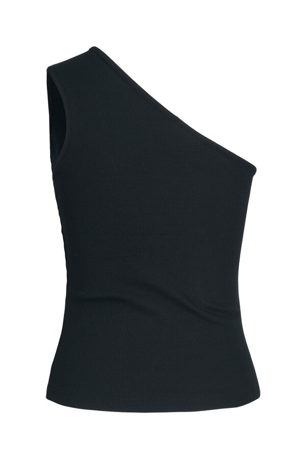 Jack & Jones Top rib assim&eacute;trico de mulher preto