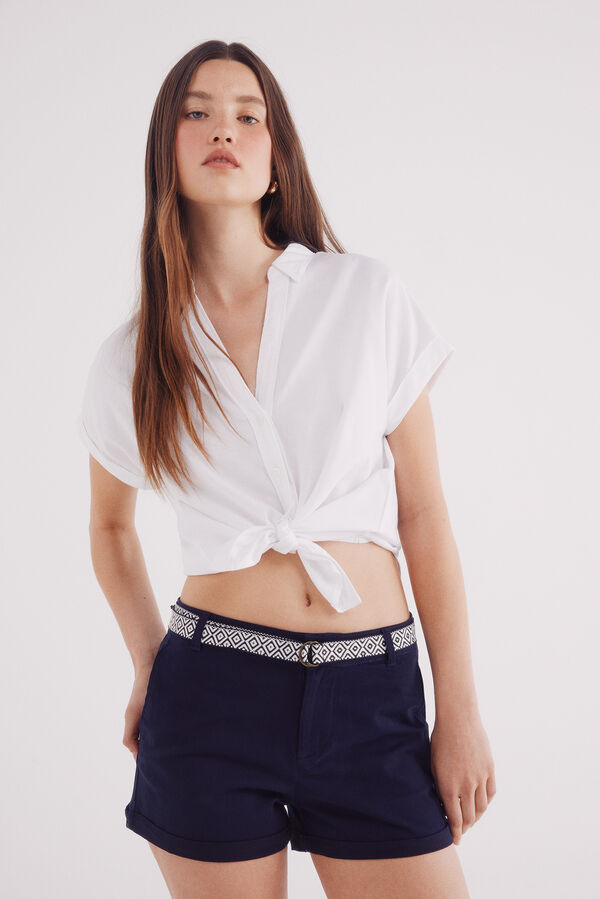 Springfield Shorts cal&ccedil;as chino com cinto  azul