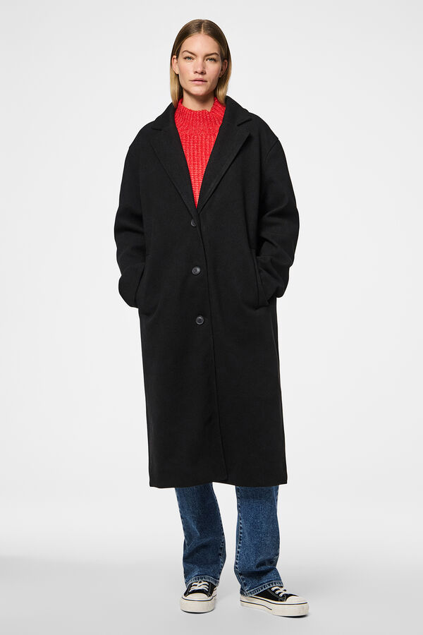 Pieces Sobretudo longo de pano preto