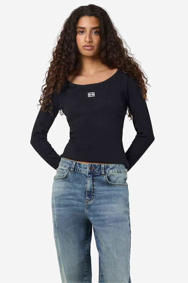 Noisy May camiseta basica manga larga negro