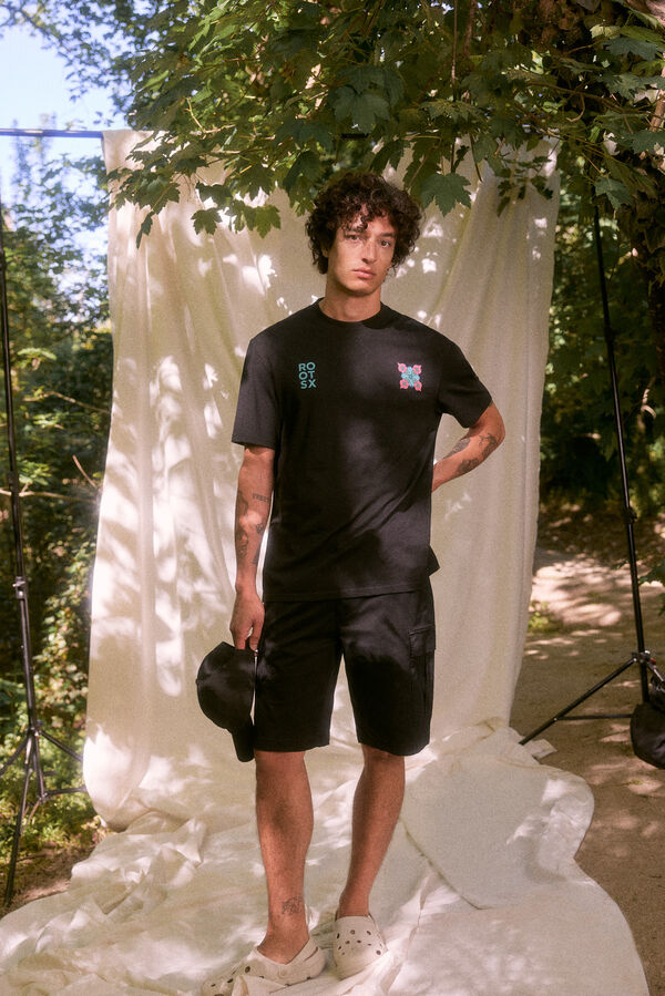 Springfield T-shirt "Roots Studio" flores preto
