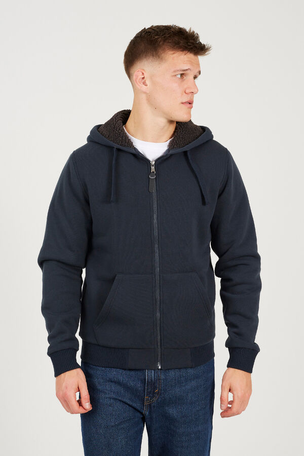 Brave Soul Sudadera con capucha y borrego gris