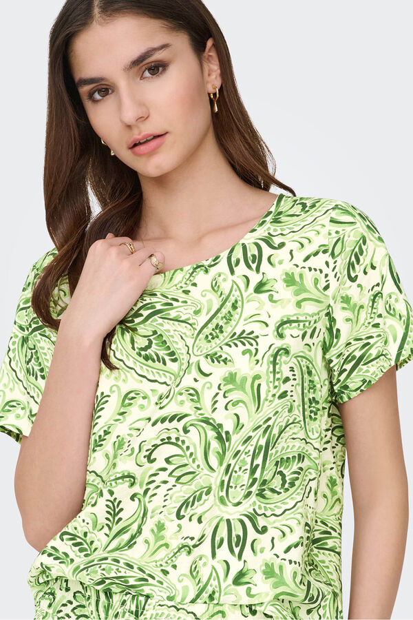 JDY T-shirt manga curta estampada branco