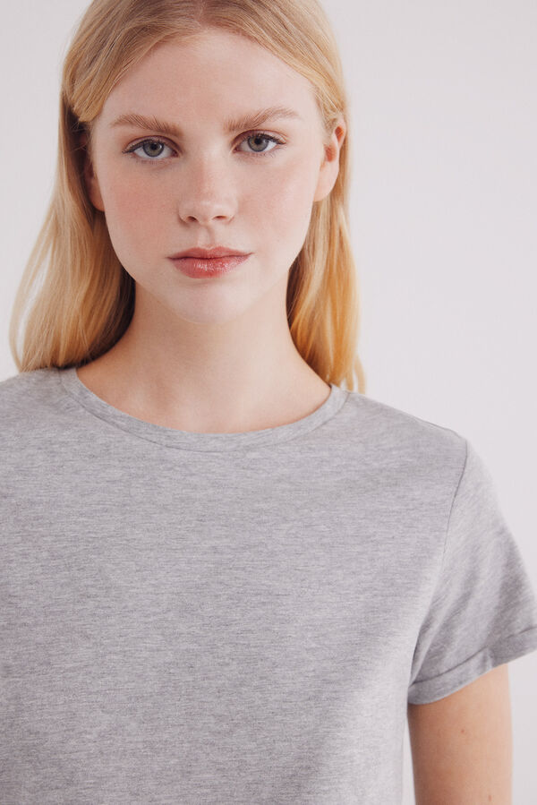 Springfield Camiseta b&aacute;sica de manga manga cinzento