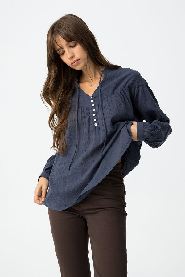 Tiffosi Blusa Texturizada Corte Relajado azul