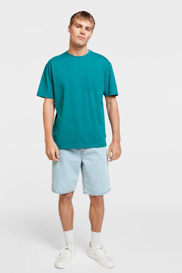 Springfield T-shirt básica com bolso de remendo água verde