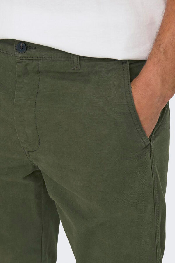 Only & Sons Calças de ajuste cônico masculino cru