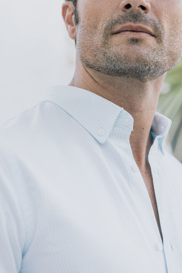 Celopman Camisa com listras diplom&aacute;ticas  azul