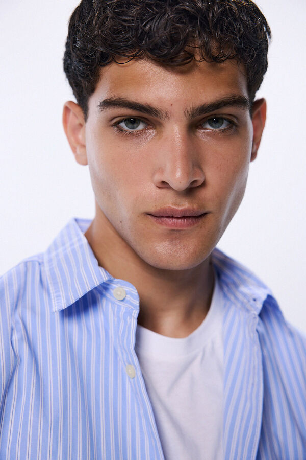 Springfield Camisa oversized de popelina riscas azul