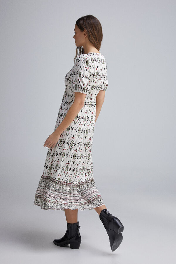 Springfield Vestido midi escote lazos marr&oacute;n