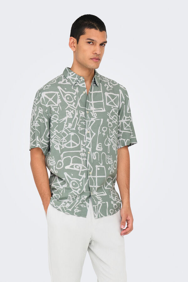 Only & Sons Camisa manga curta estampada verde