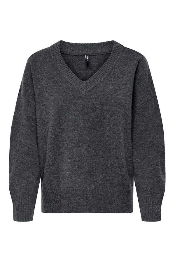 Only Jersey de cuello de pico gris