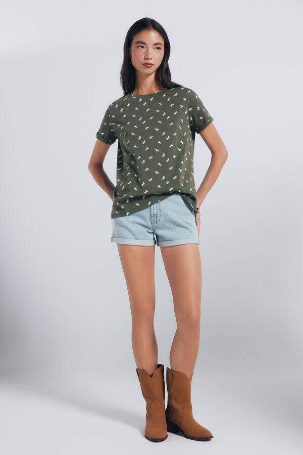 Springfield Camiseta estampada motivos pequeños verde