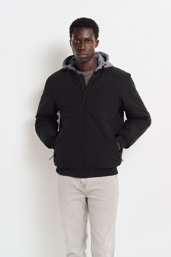 Springfield Jaqueta bomber acolchoada com capuz remov&iacute;vel preto