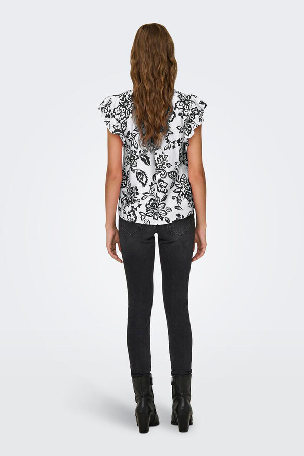 Only Top estampado escote en V negro