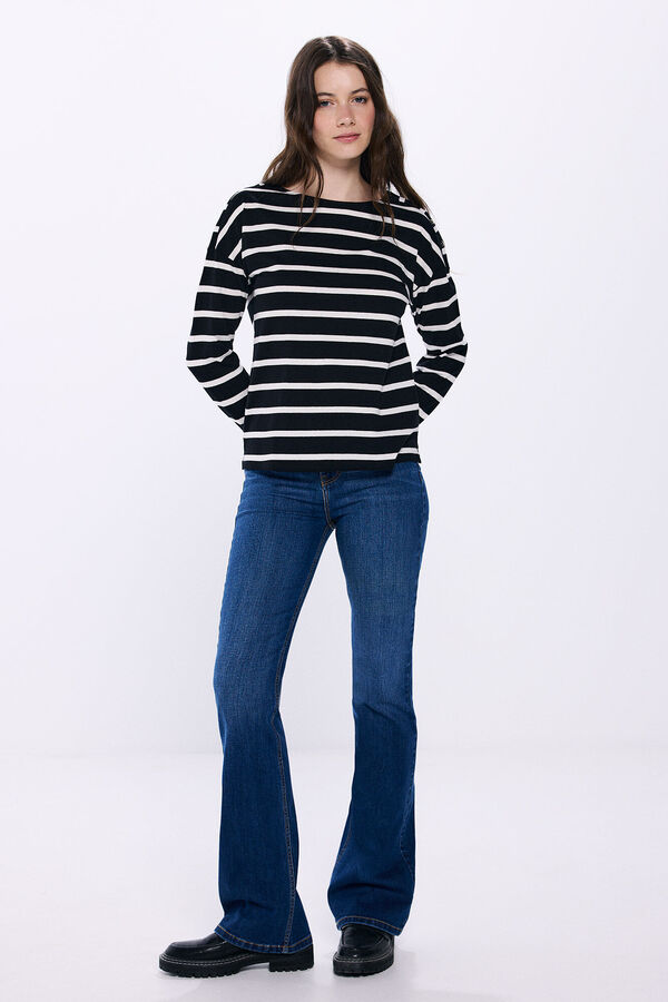 Springfield Camiseta cuello barca botones negro