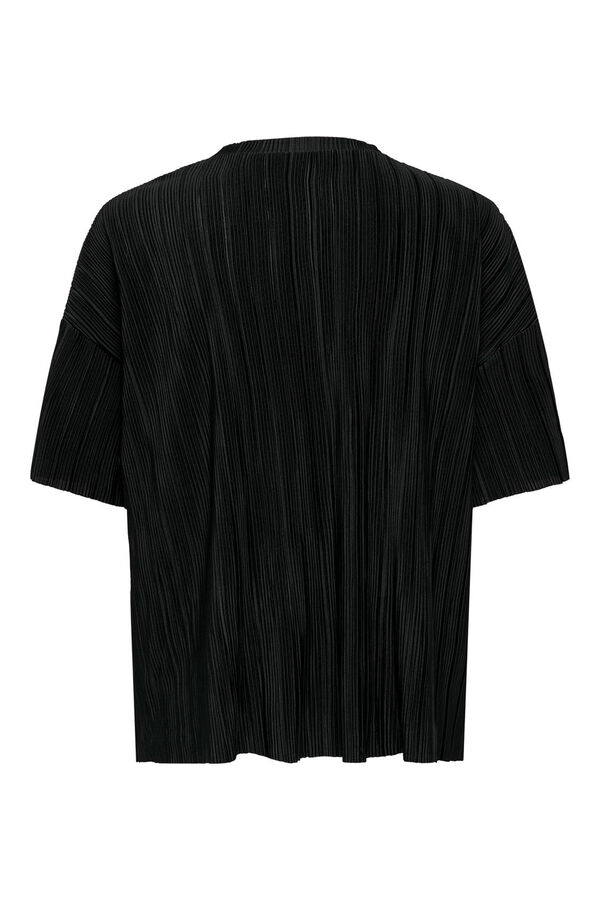 Only Top de manga corta plisado negro