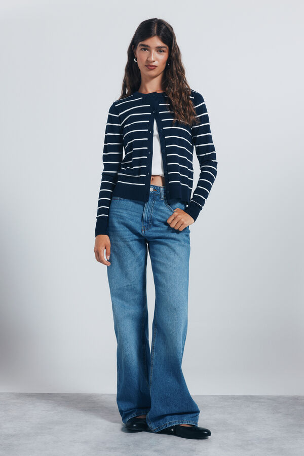 Springfield Cardigan botones cuello redondo viscosa azul