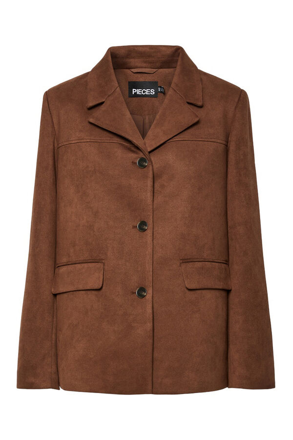 Pieces Blazer de camur&ccedil;a castanho